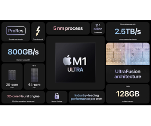 Apple M1 Ultra-arkitektur, prestanda och UltraFusion-teknologi